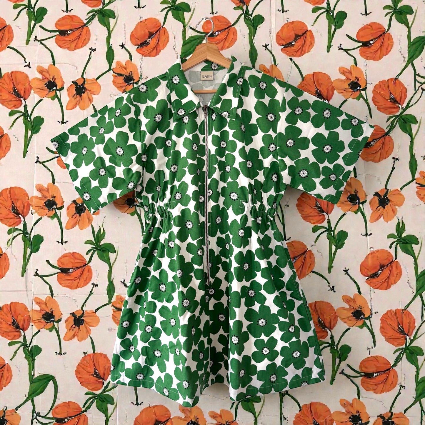 Green poppies Bethany dress [OS]
