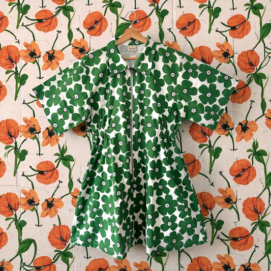 Green poppies Bethany dress [OS]