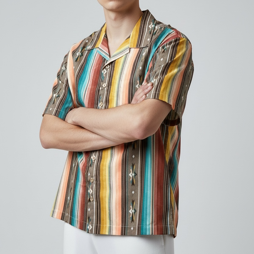 Southwest print camp shirt  [XL]