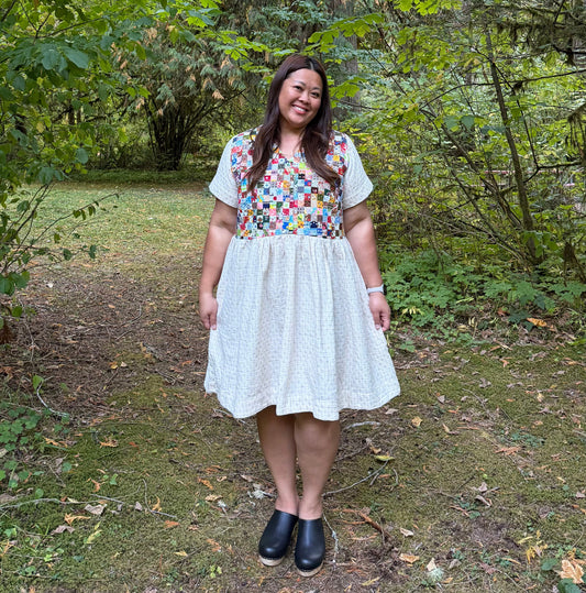 Postage Stamps quilt top Sauvie dress [OS]