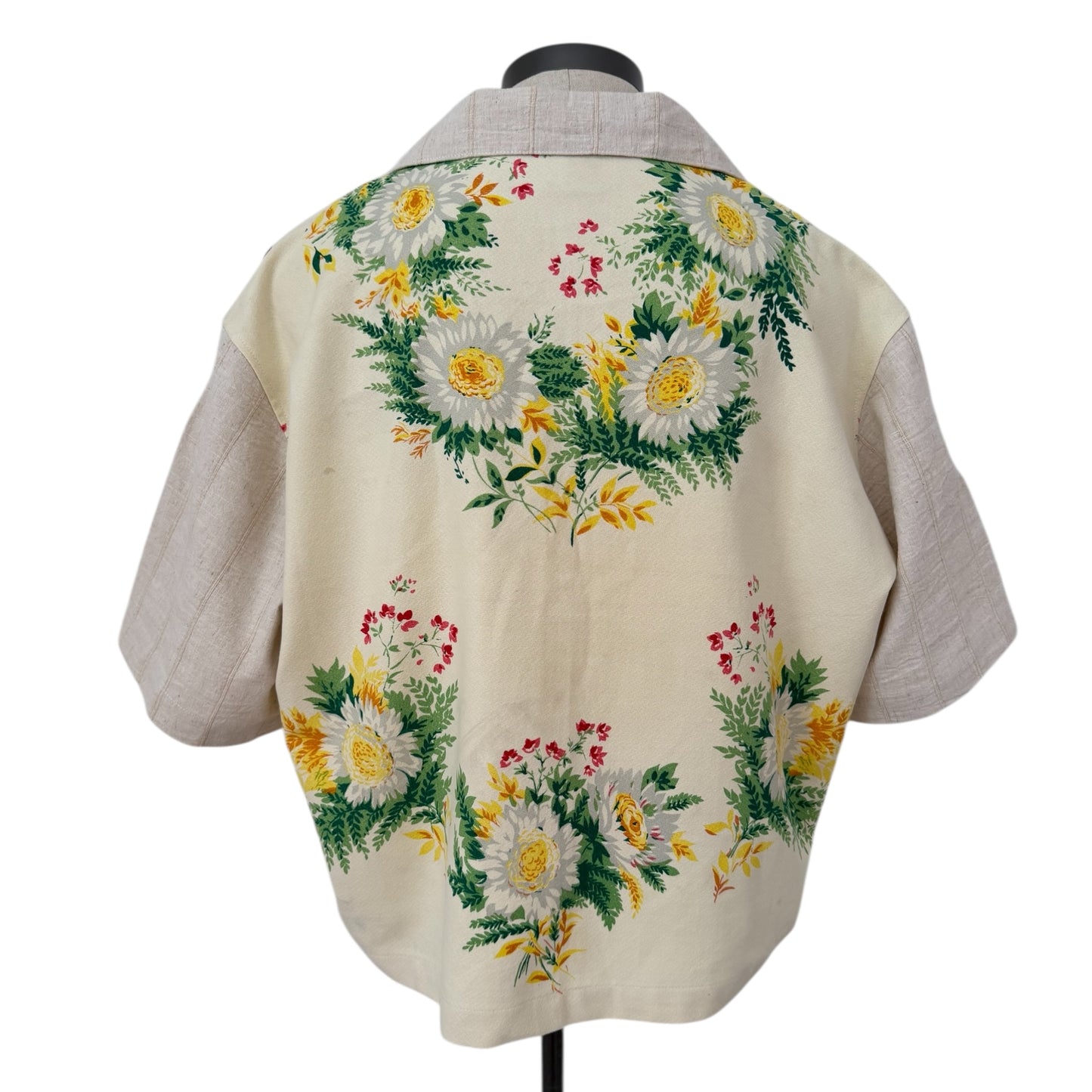 Flying Ducks barkcloth cropped camp shirt [XL]