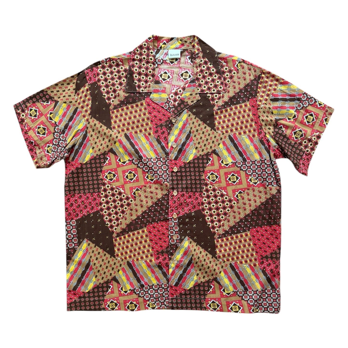 Patchwork print camp shirt  [XL]