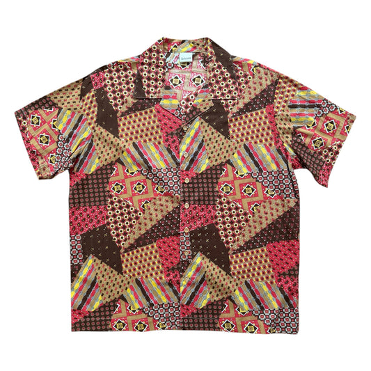 Patchwork print camp shirt  [XL]