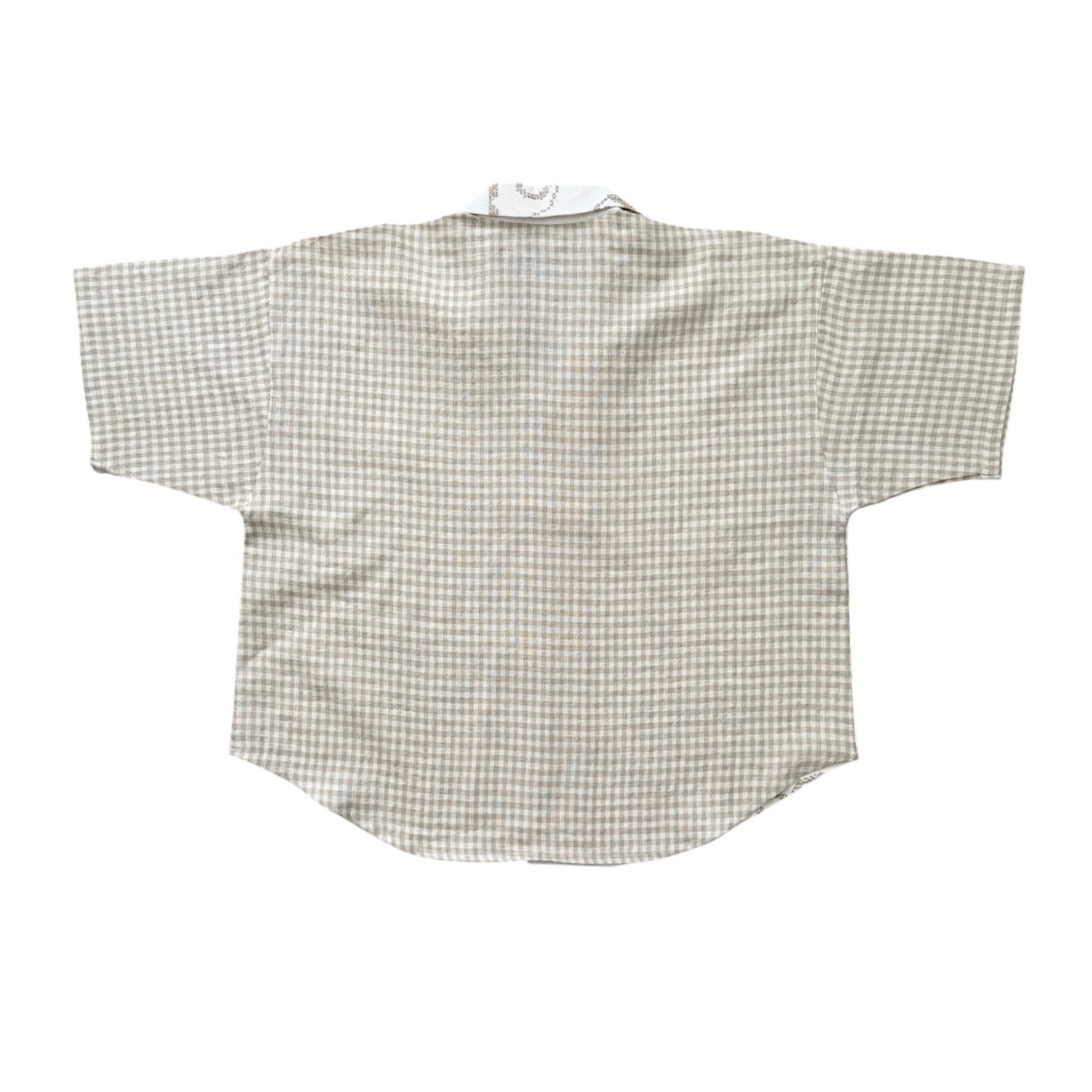 Gingham Winston linen cross-stitch shirt [OS]
