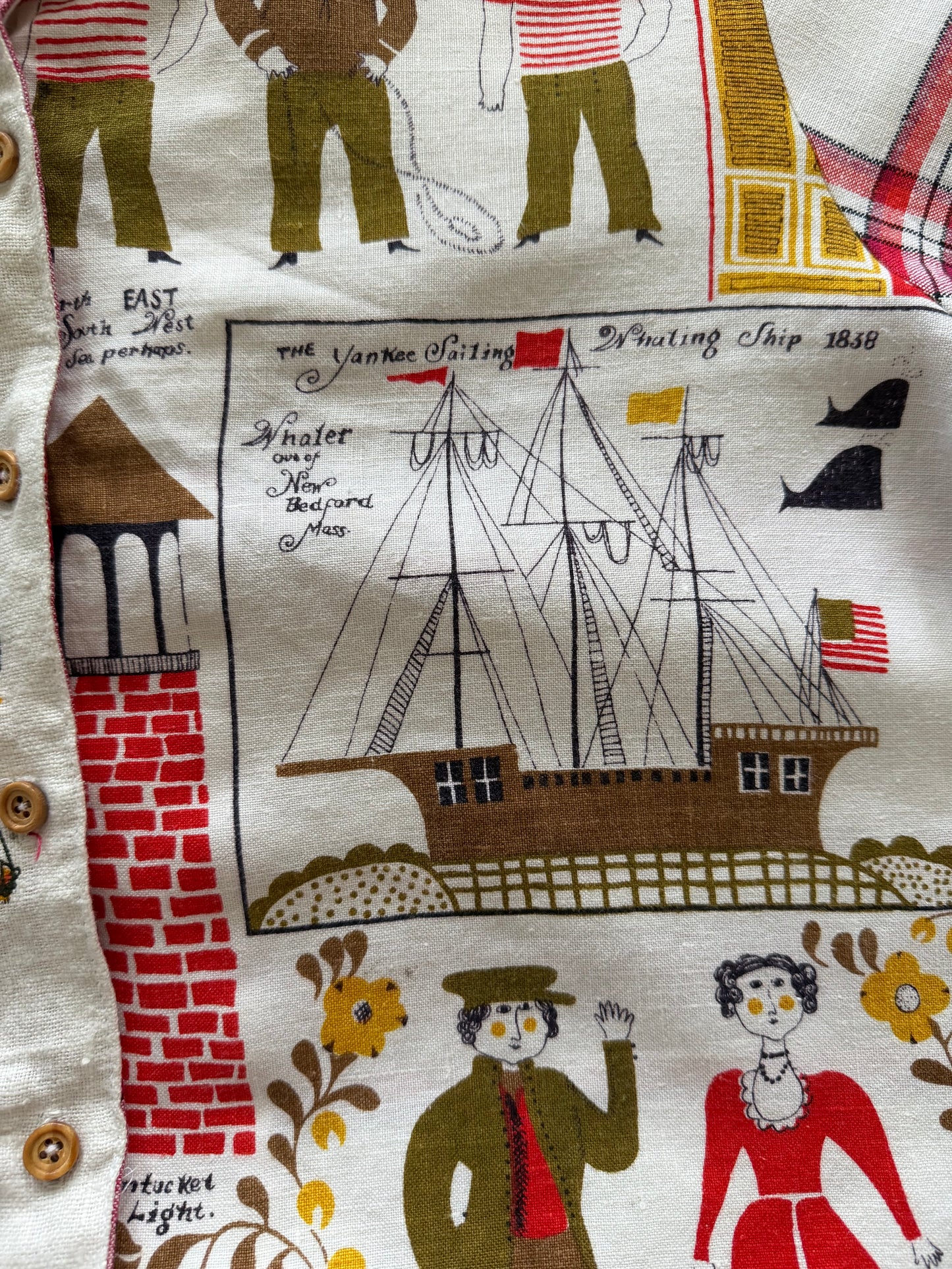 Massachusetts linen cropped camp shirt [L]