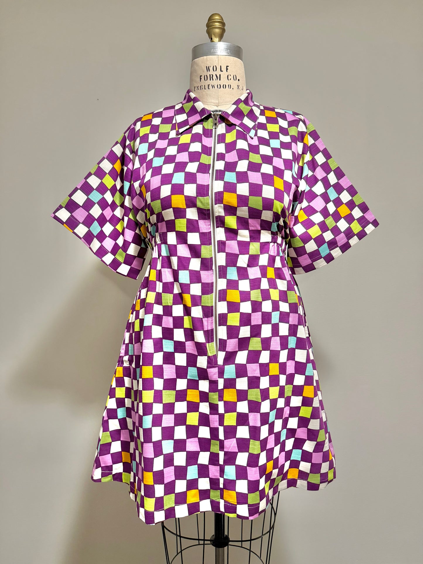 Checkered Bethany zipper dress [L/XL]
