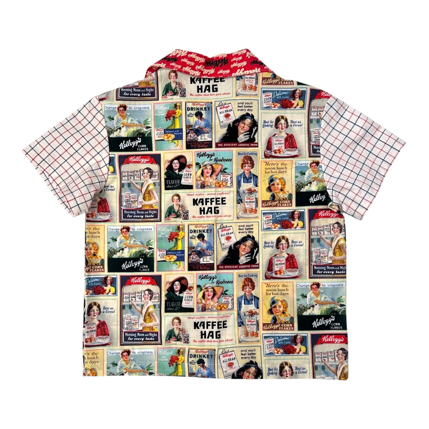 Kids’ camp shirt upcycled fr Kellogg’s fabric [XL]