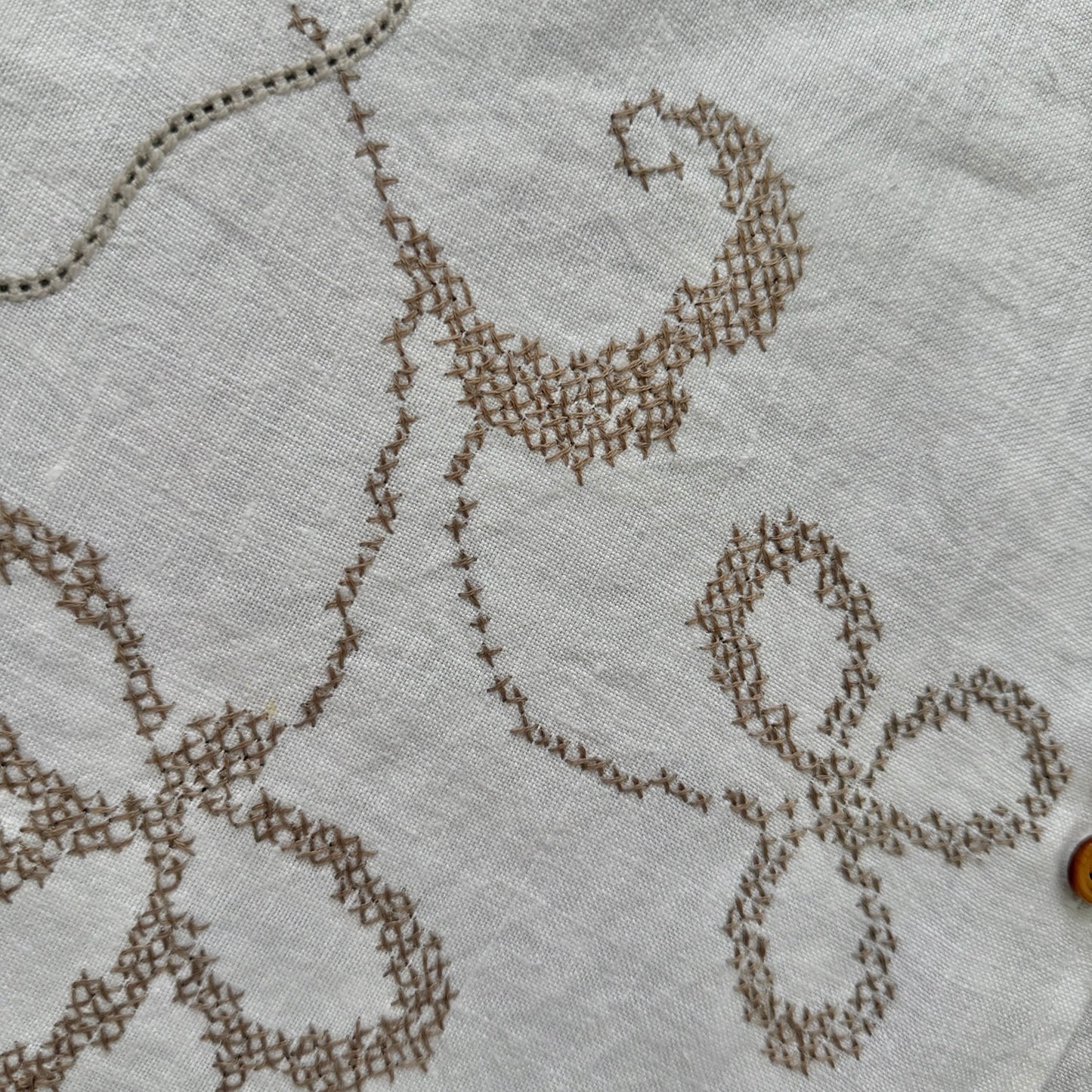 Gingham Winston linen cross-stitch shirt [OS]