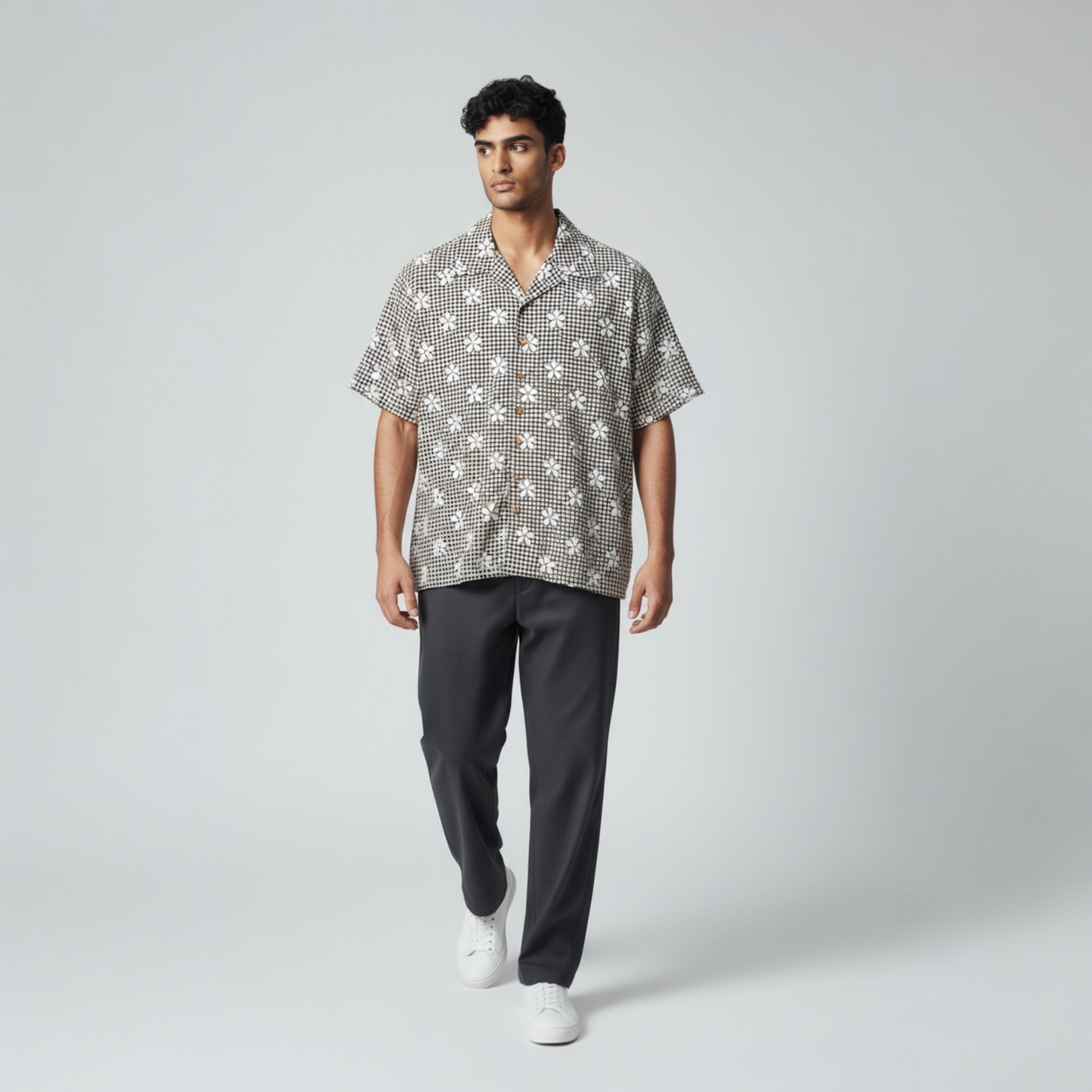 Daisy print camp shirt  [XL]
