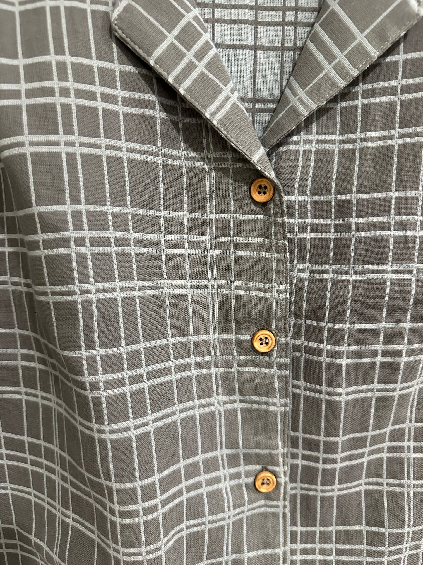 *damaged* Hawthorne Grey Grid Button Shirt - Sz OS