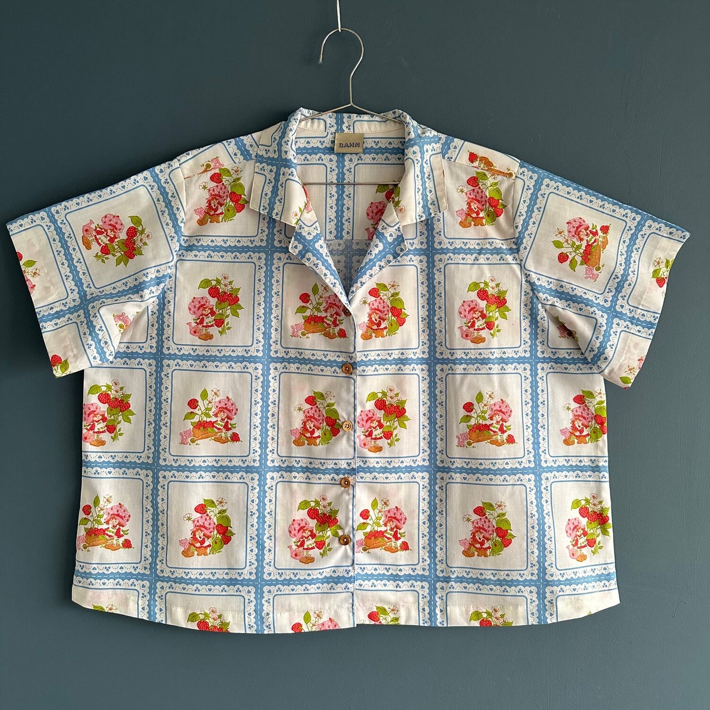 Eugene Strawberry Shortcake Cheater Quilt Camp Shirt - Sz OSP