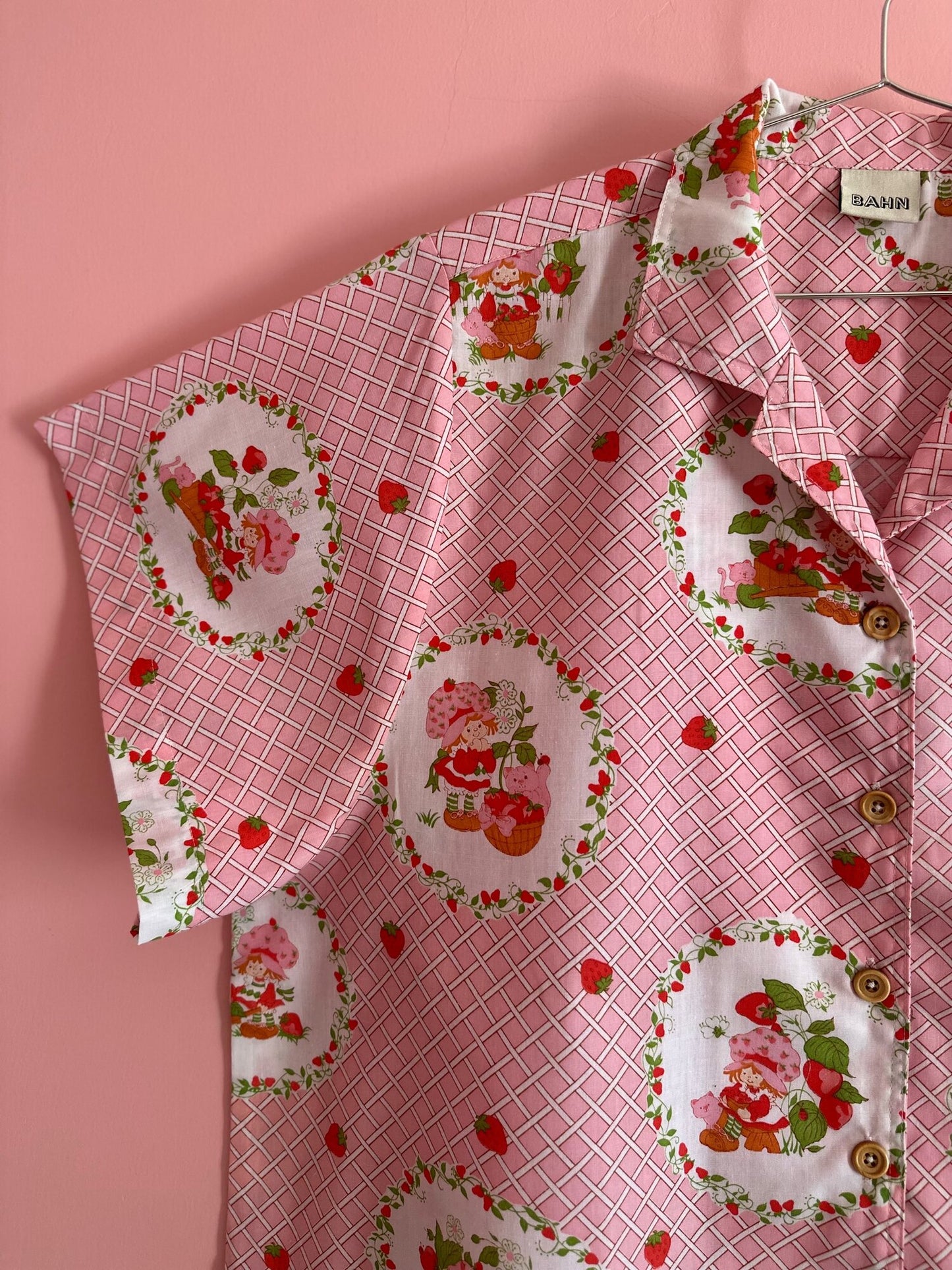 Eugene Strawberry Shortcake Vintage Camp Shirt w/ oversized sleeves - Sz OSP