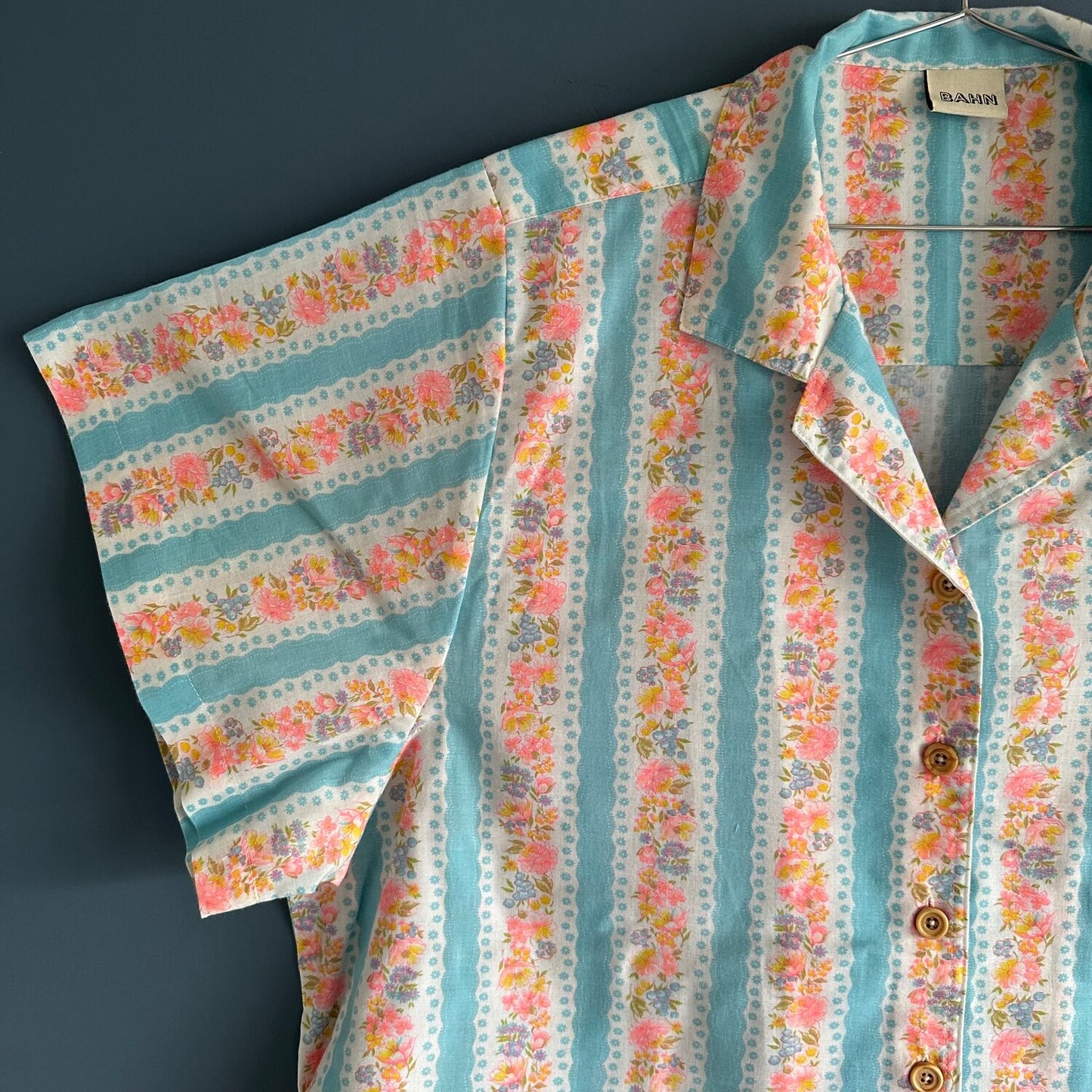 Eugene Striped Floral Vintage Camp Shirt w/ oversized sleeves - Sz OSP