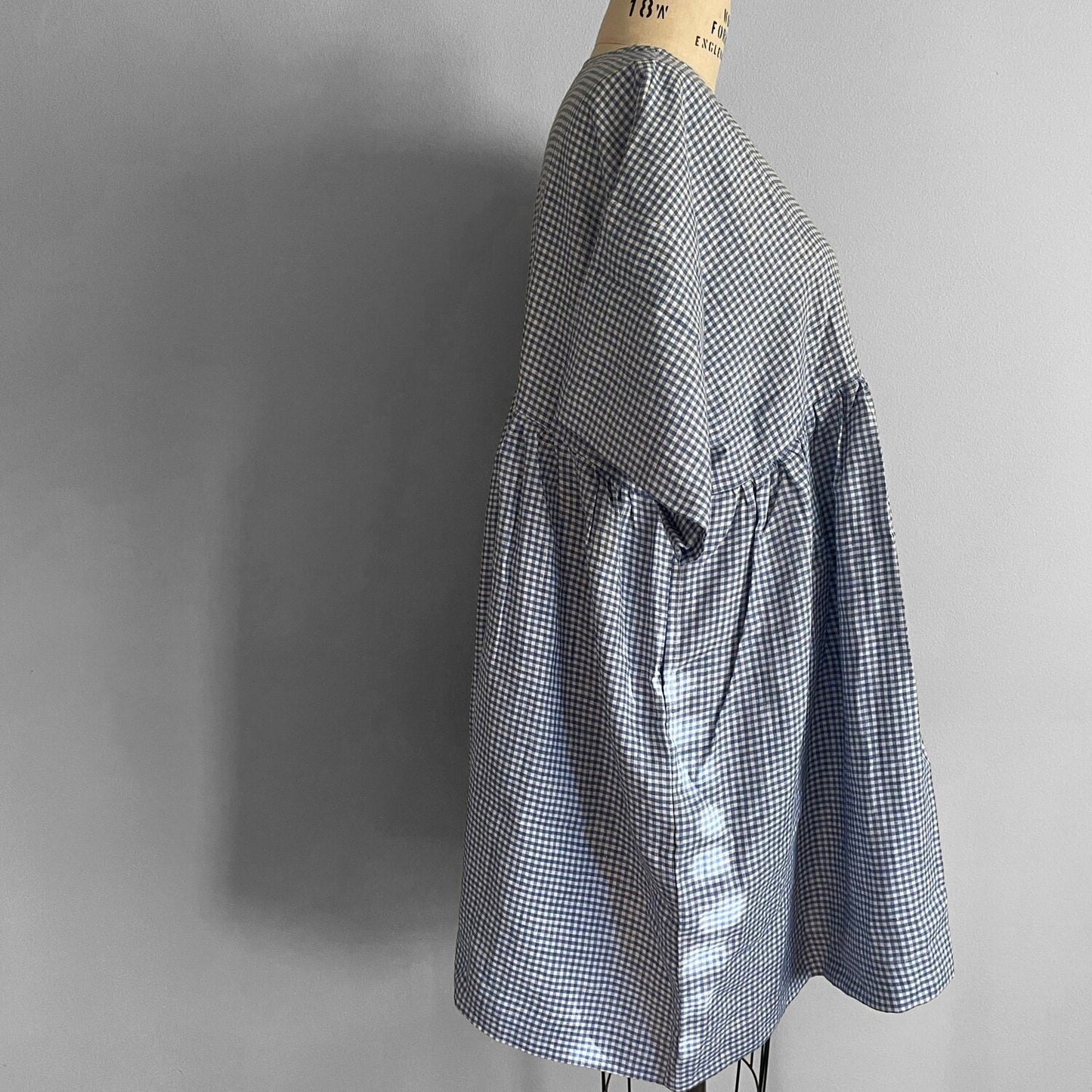 Trillium Periwinkle Blue Gingham Linen Boxy Dress- Sz OS