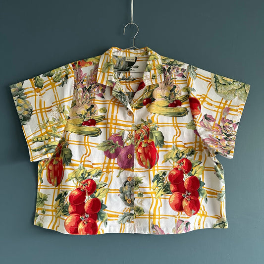 Eugene Vegetable Garden Vintage Camp Shirt w/ oversized sleeves - Sz OSP