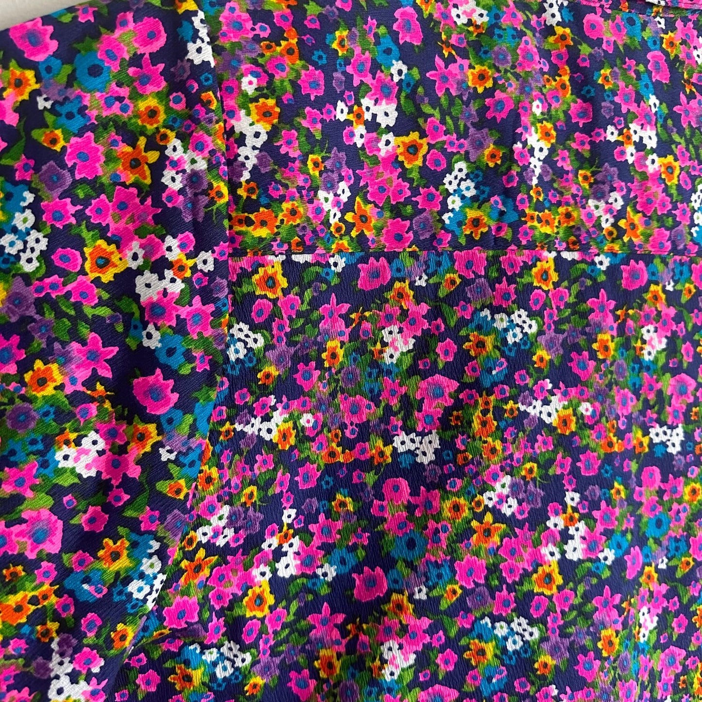 Eugene Vintage Violet Floral Bark Cloth Camp Shirt w/ oversized sleeves - Sz OSP